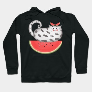 Cute little cat on watermelon Hoodie